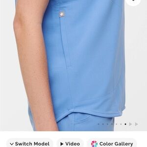 Figs Women's Scrub Top in Sky Blue